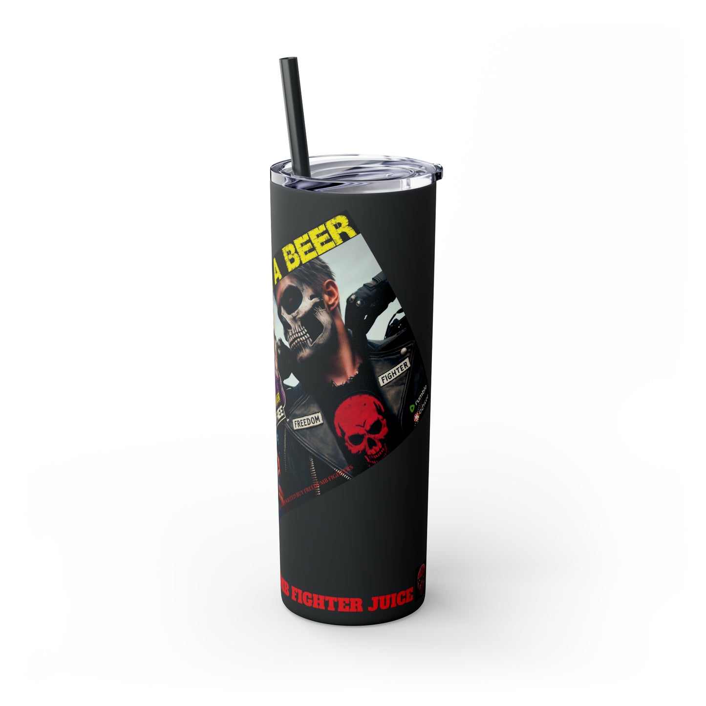 FREEDUMB FIGHTER JUICE Skinny Tumbler with Straw, 20oz