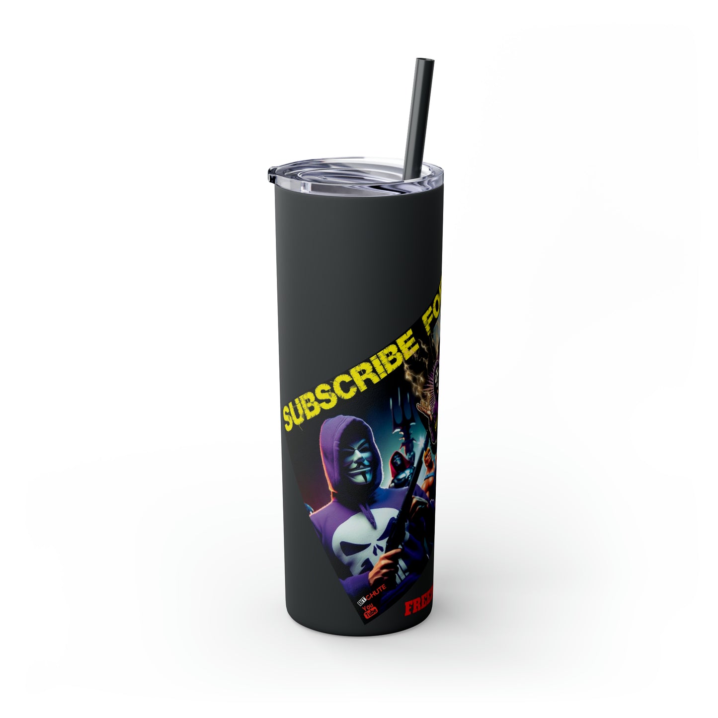 FREEDUMB FIGHTER JUICE Skinny Tumbler with Straw, 20oz