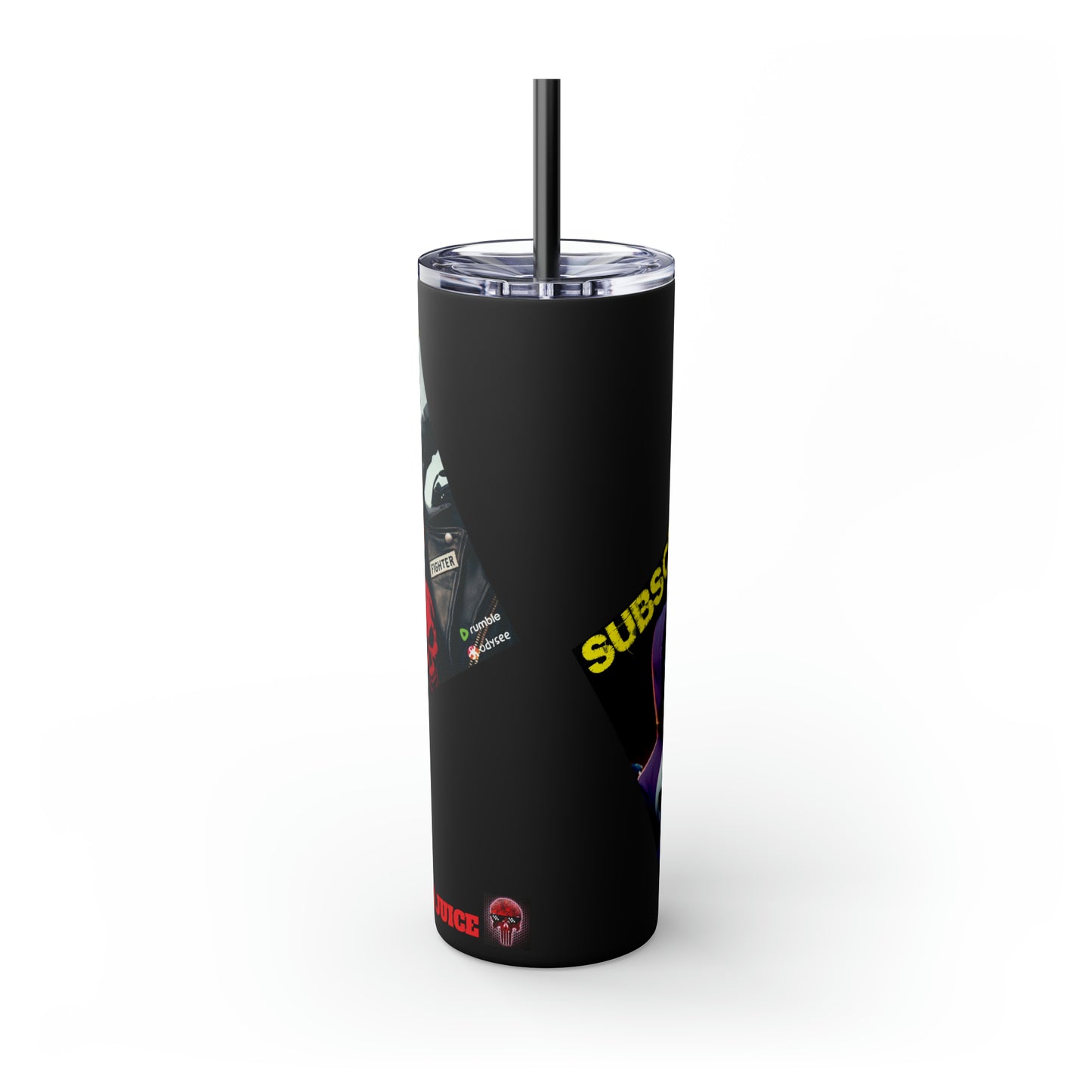 FREEDUMB FIGHTER JUICE Skinny Tumbler with Straw, 20oz