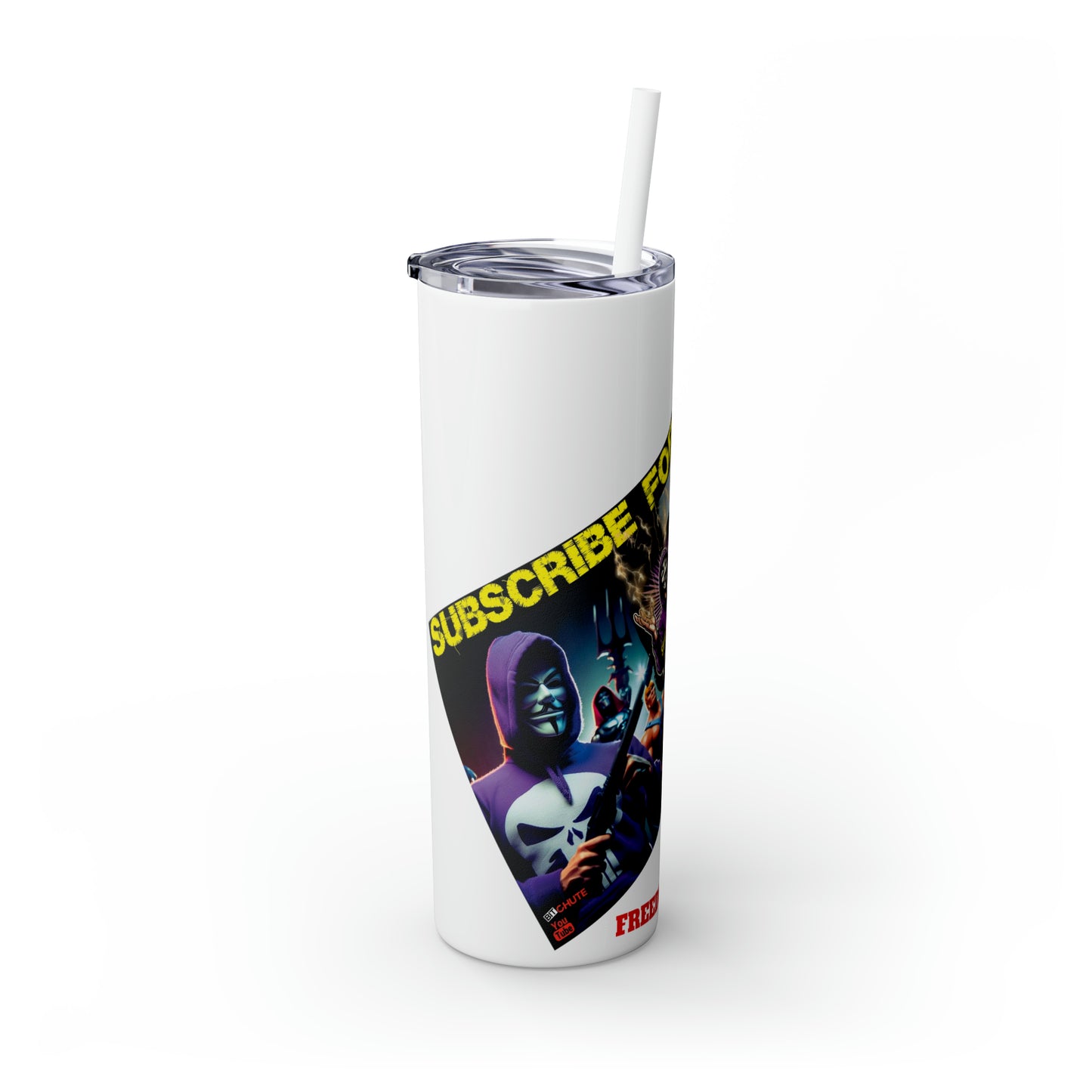 FREEDUMB FIGHTER JUICE Skinny Tumbler with Straw, 20oz