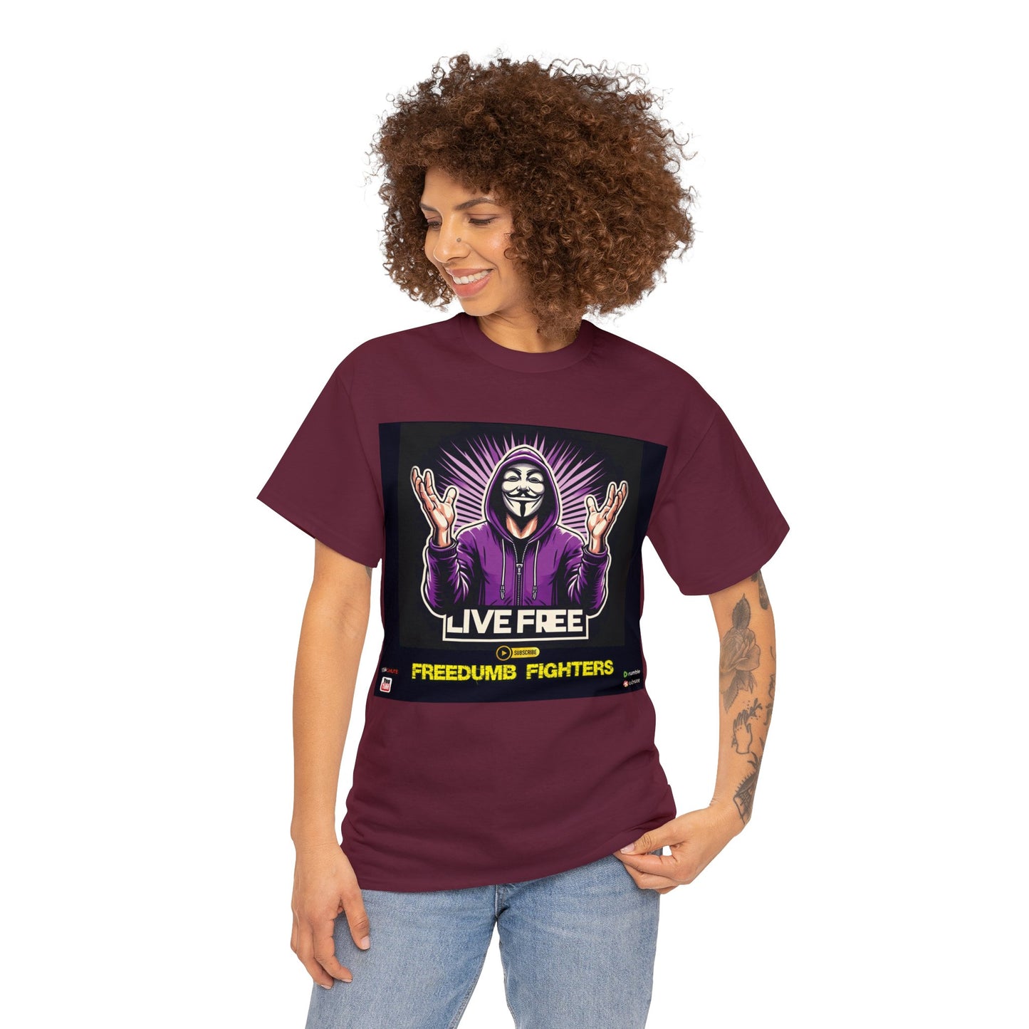 FREEDUMB FIGHTERS king sees COLORED Unisex Heavy Cotton Tee