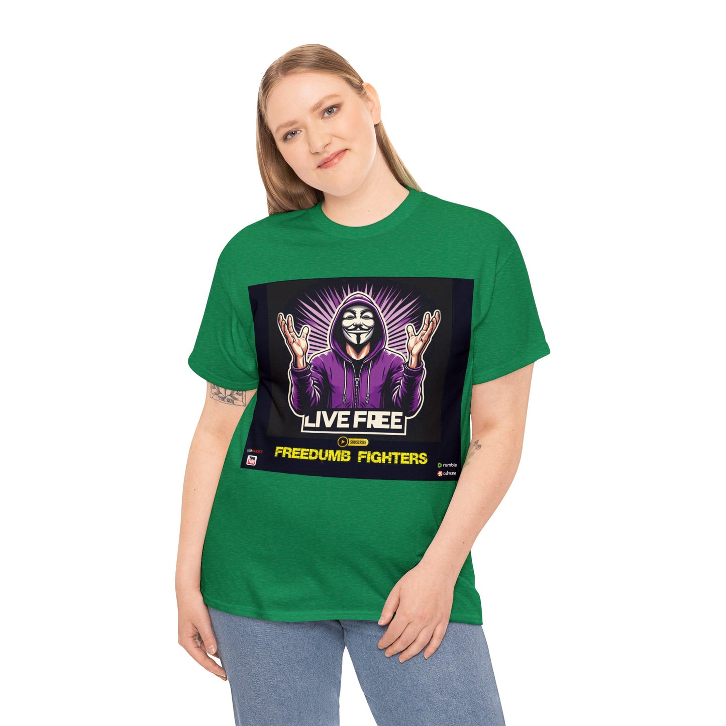 FREEDUMB FIGHTERS king sees COLORED Unisex Heavy Cotton Tee