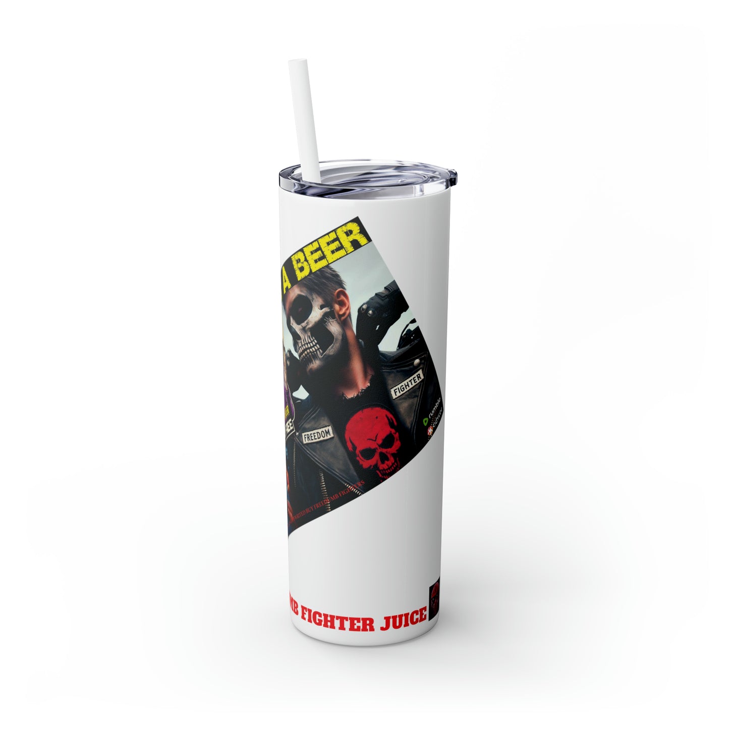 FREEDUMB FIGHTER JUICE Skinny Tumbler with Straw, 20oz