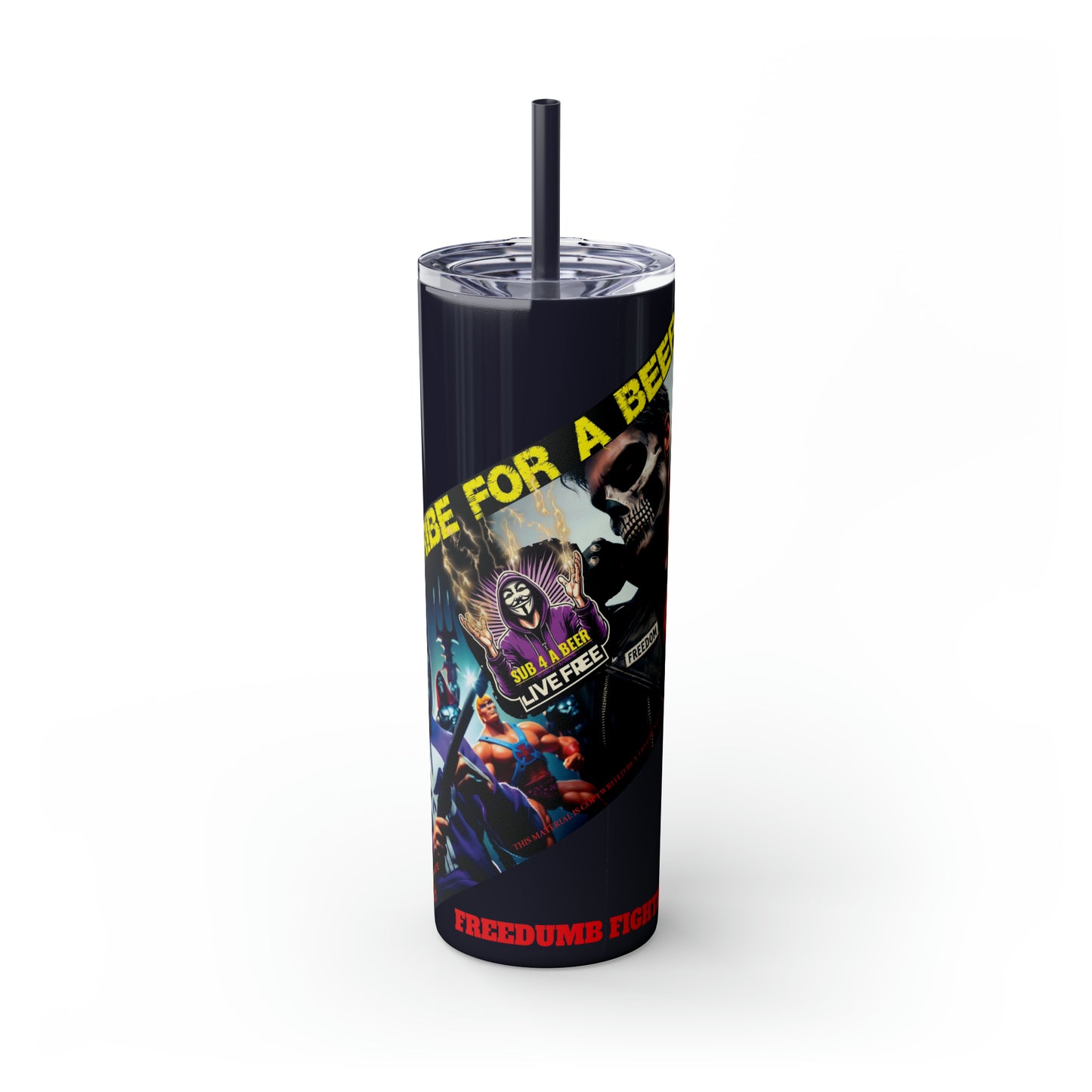 FREEDUMB FIGHTER JUICE Skinny Tumbler with Straw, 20oz
