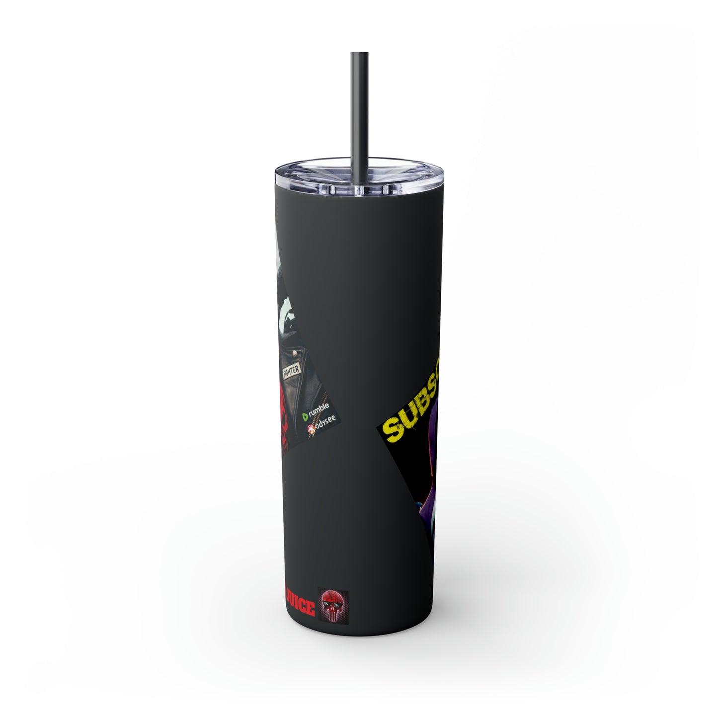 FREEDUMB FIGHTER JUICE Skinny Tumbler with Straw, 20oz