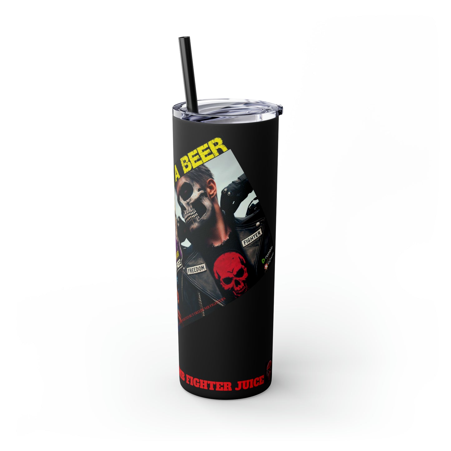 FREEDUMB FIGHTER JUICE Skinny Tumbler with Straw, 20oz