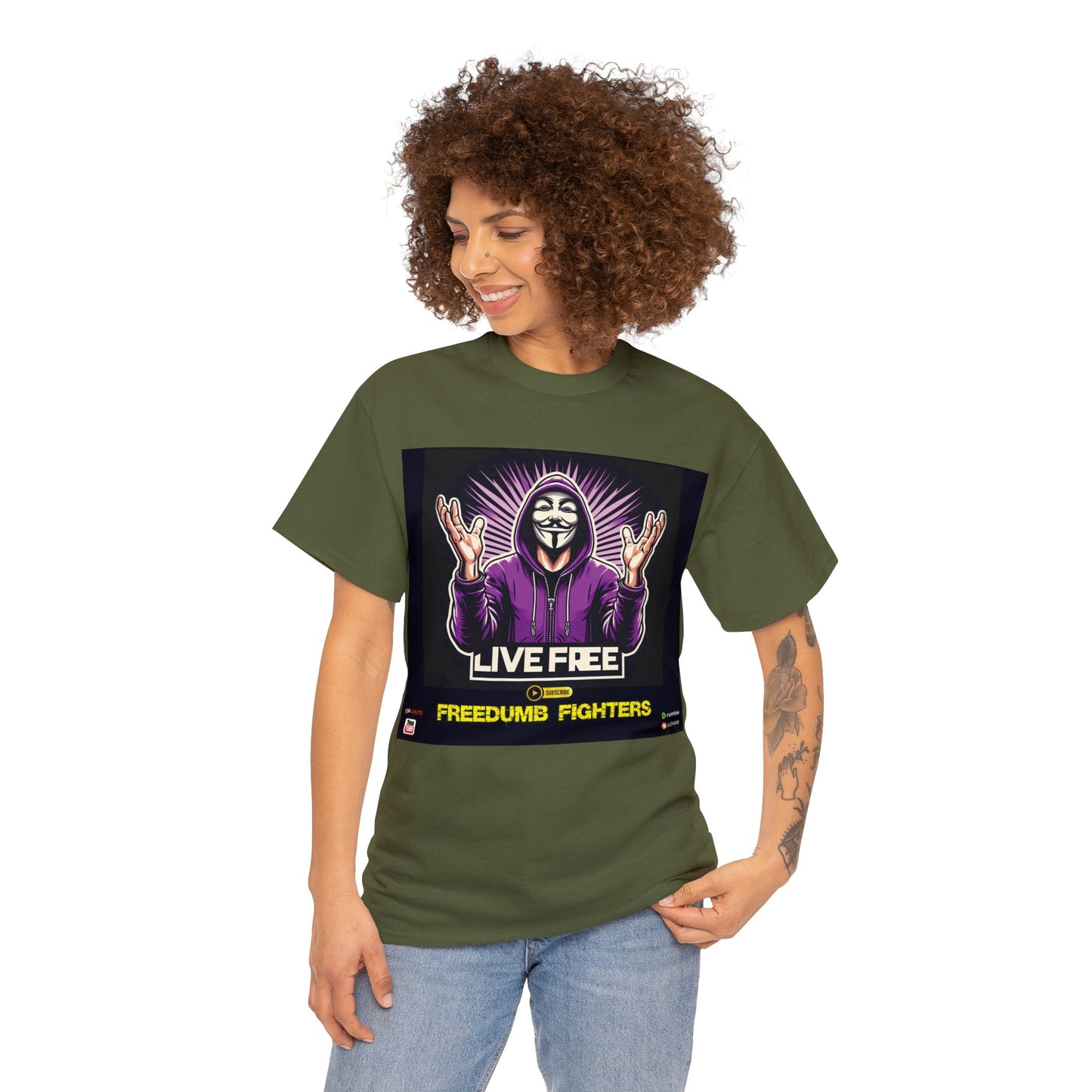 FREEDUMB FIGHTERS king sees COLORED Unisex Heavy Cotton Tee