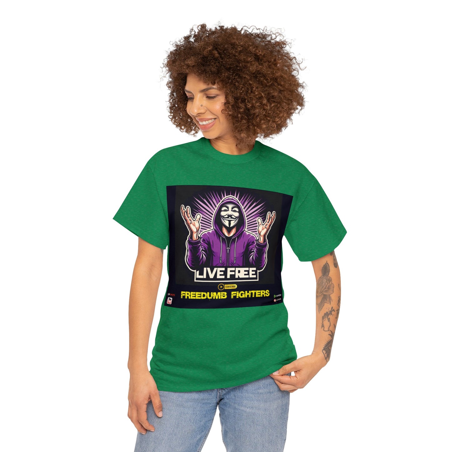 FREEDUMB FIGHTERS king sees COLORED Unisex Heavy Cotton Tee