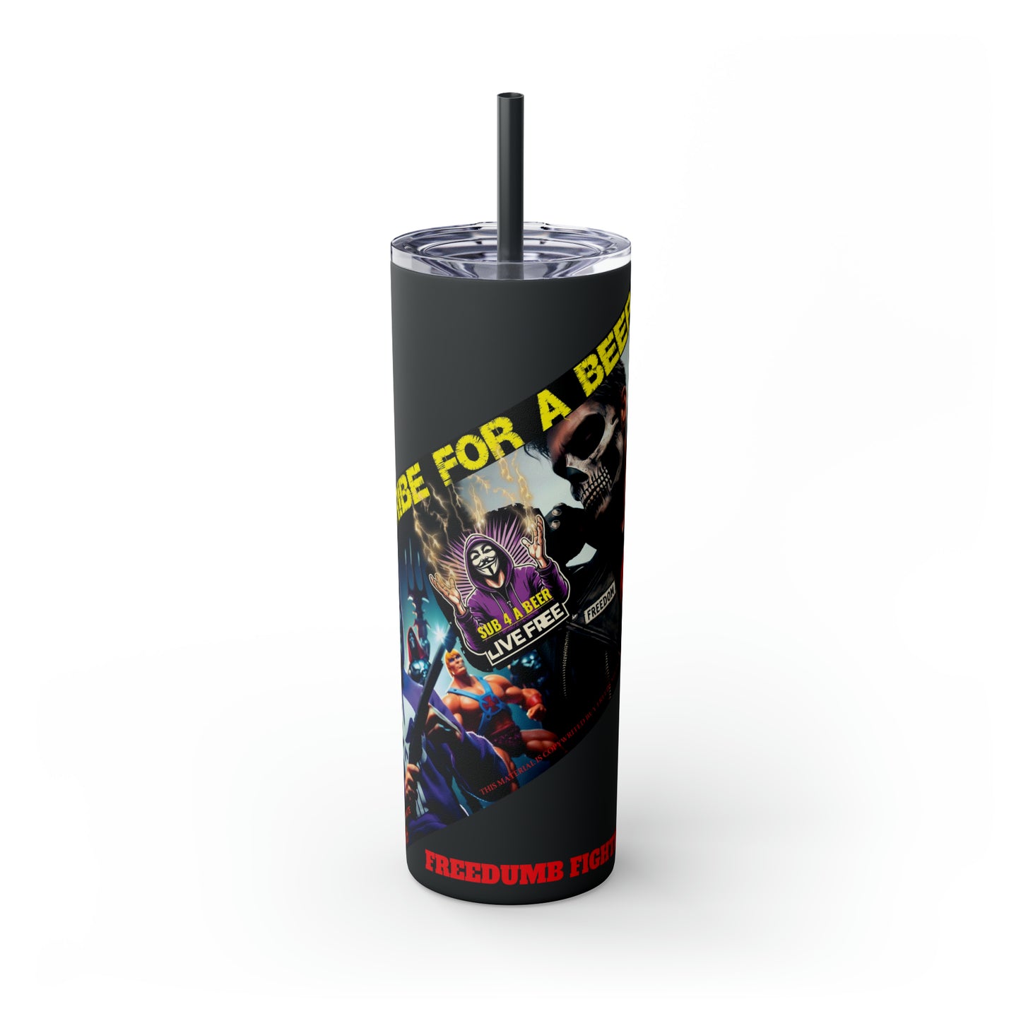 FREEDUMB FIGHTER JUICE Skinny Tumbler with Straw, 20oz
