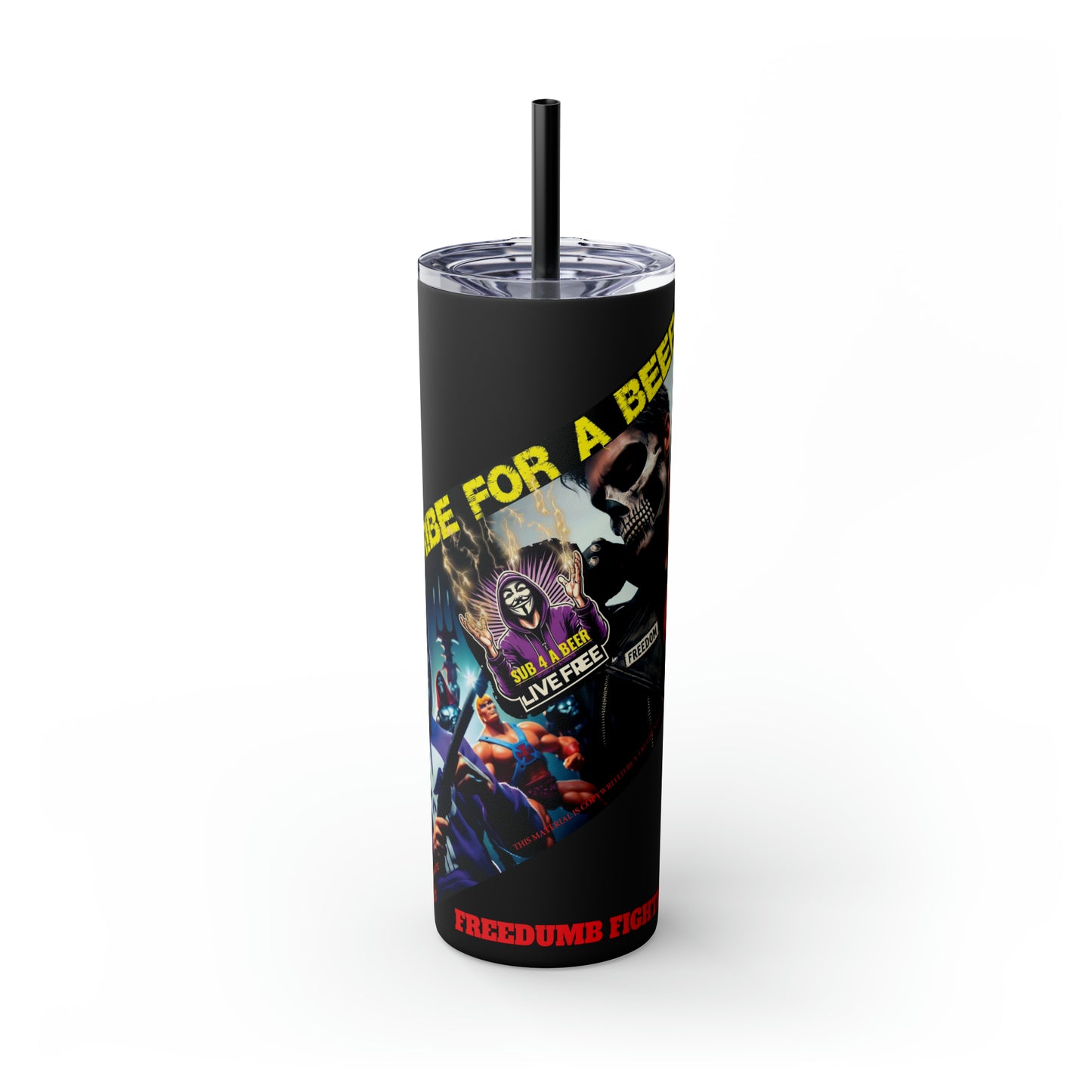 FREEDUMB FIGHTER JUICE Skinny Tumbler with Straw, 20oz
