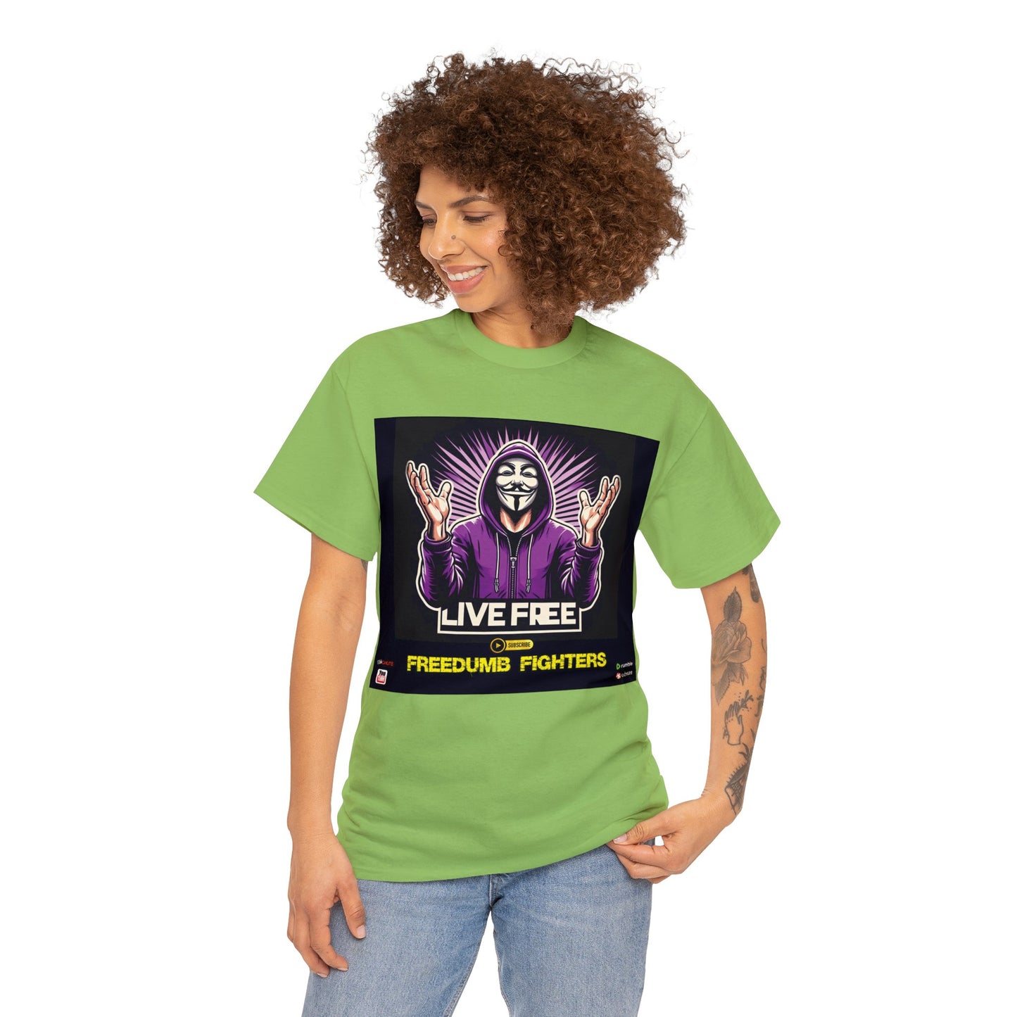 FREEDUMB FIGHTERS king sees COLORED Unisex Heavy Cotton Tee