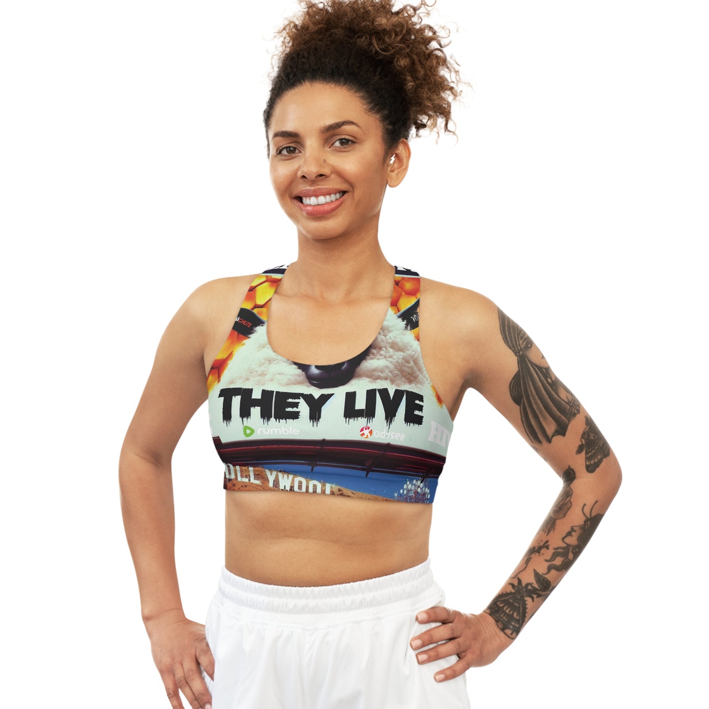 A Cup of Revolution Seamless Sports Bra (AOP)