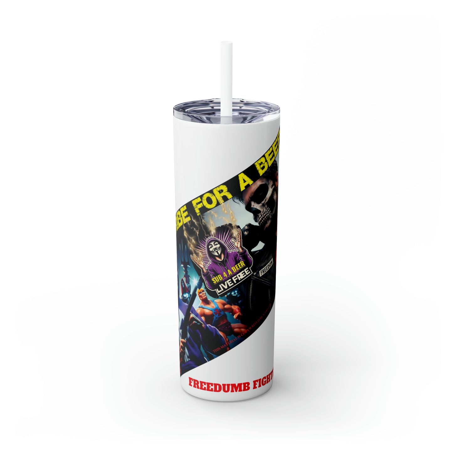 FREEDUMB FIGHTER JUICE Skinny Tumbler with Straw, 20oz