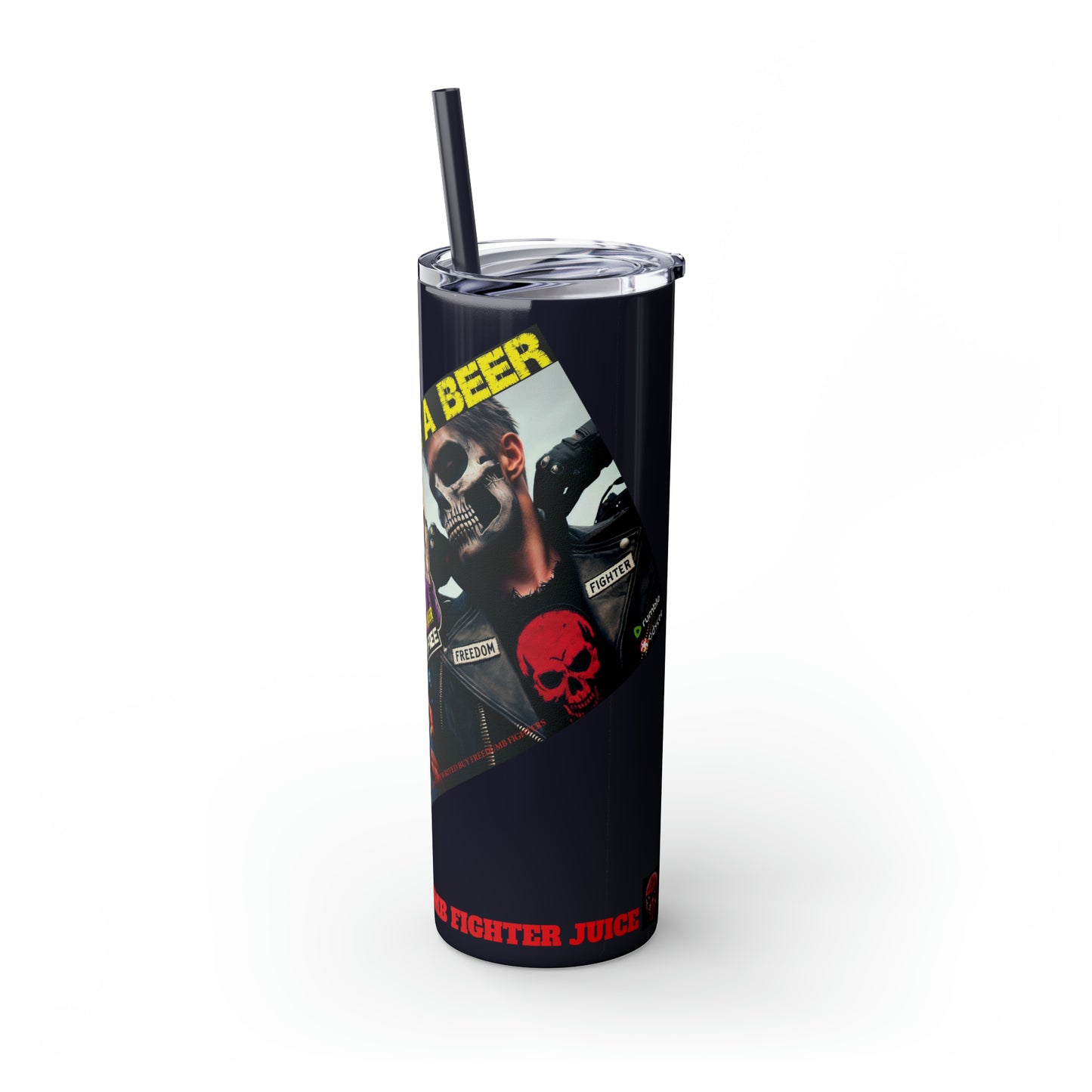 FREEDUMB FIGHTER JUICE Skinny Tumbler with Straw, 20oz