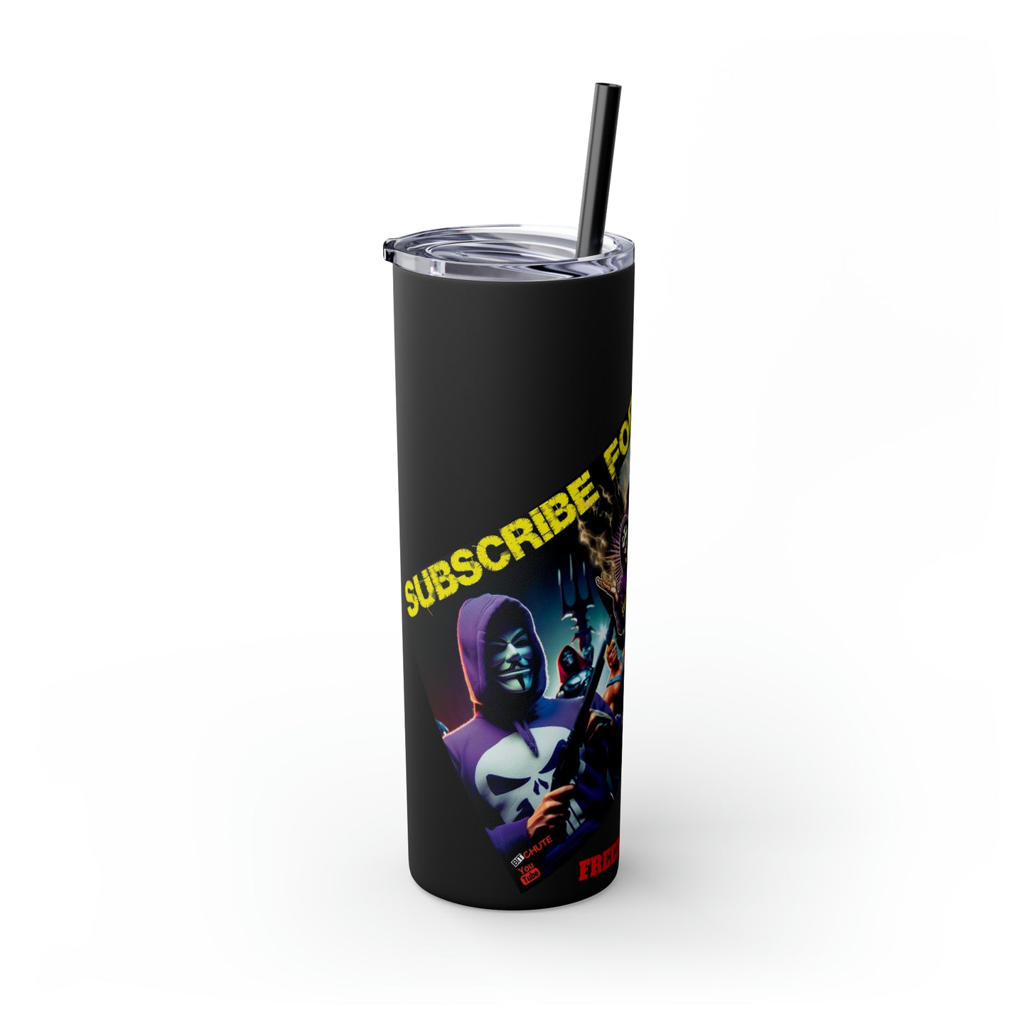 FREEDUMB FIGHTER JUICE Skinny Tumbler with Straw, 20oz