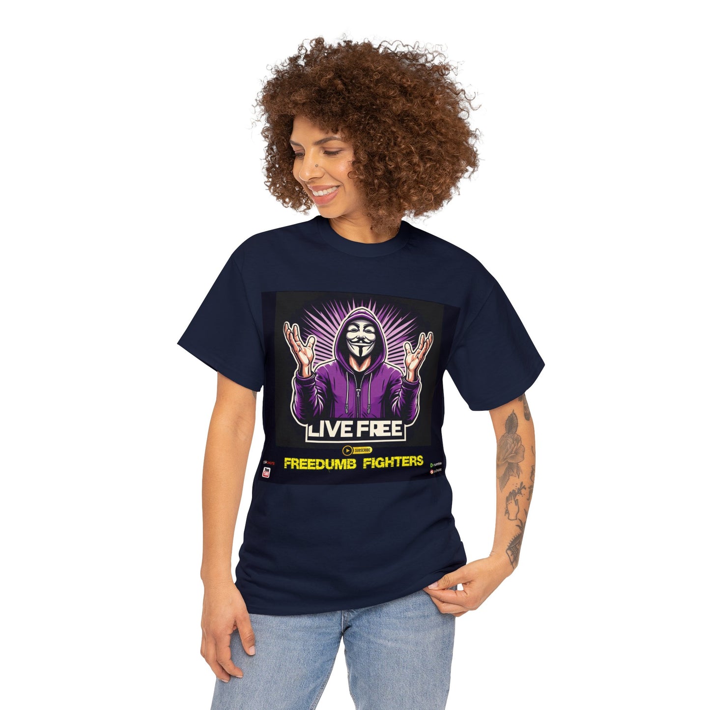 FREEDUMB FIGHTERS king sees COLORED Unisex Heavy Cotton Tee