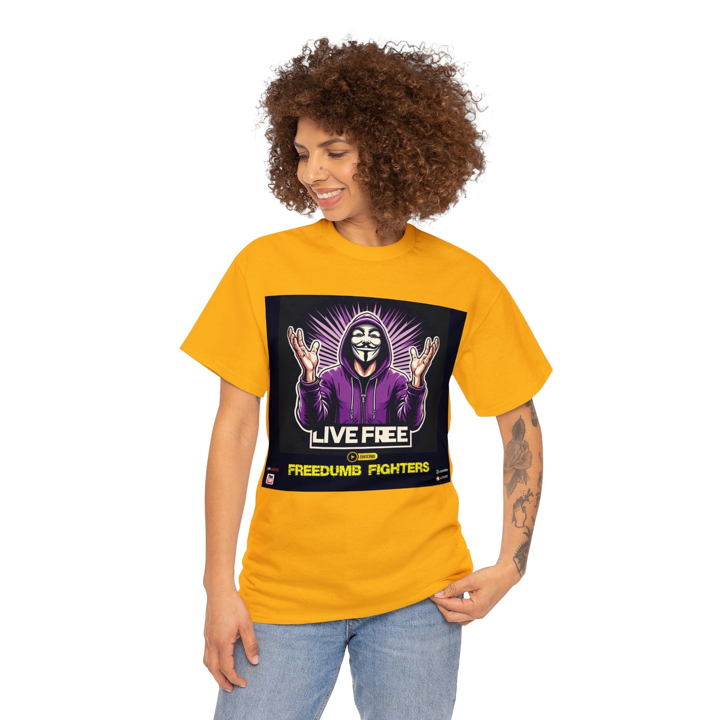 FREEDUMB FIGHTERS king sees COLORED Unisex Heavy Cotton Tee