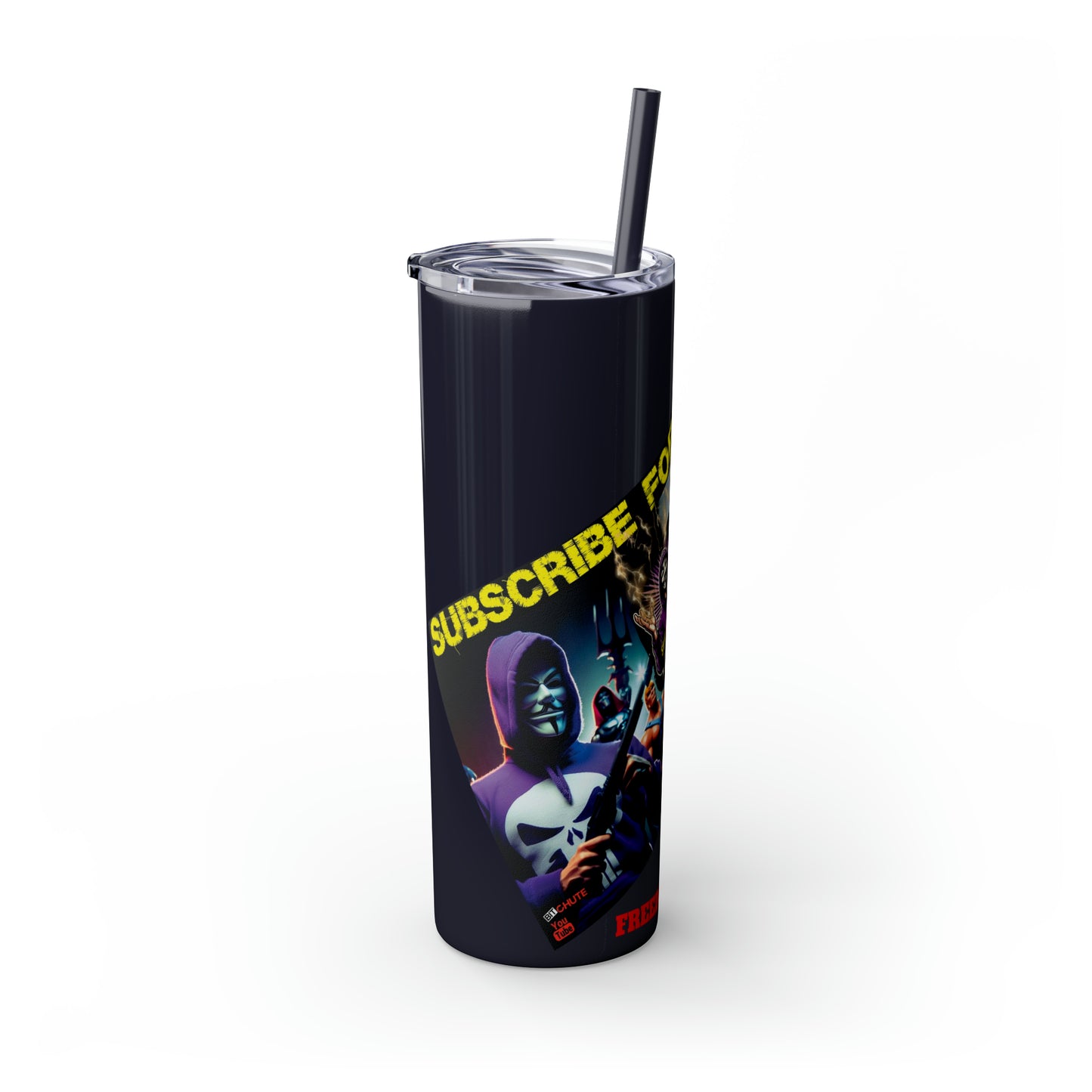 FREEDUMB FIGHTER JUICE Skinny Tumbler with Straw, 20oz