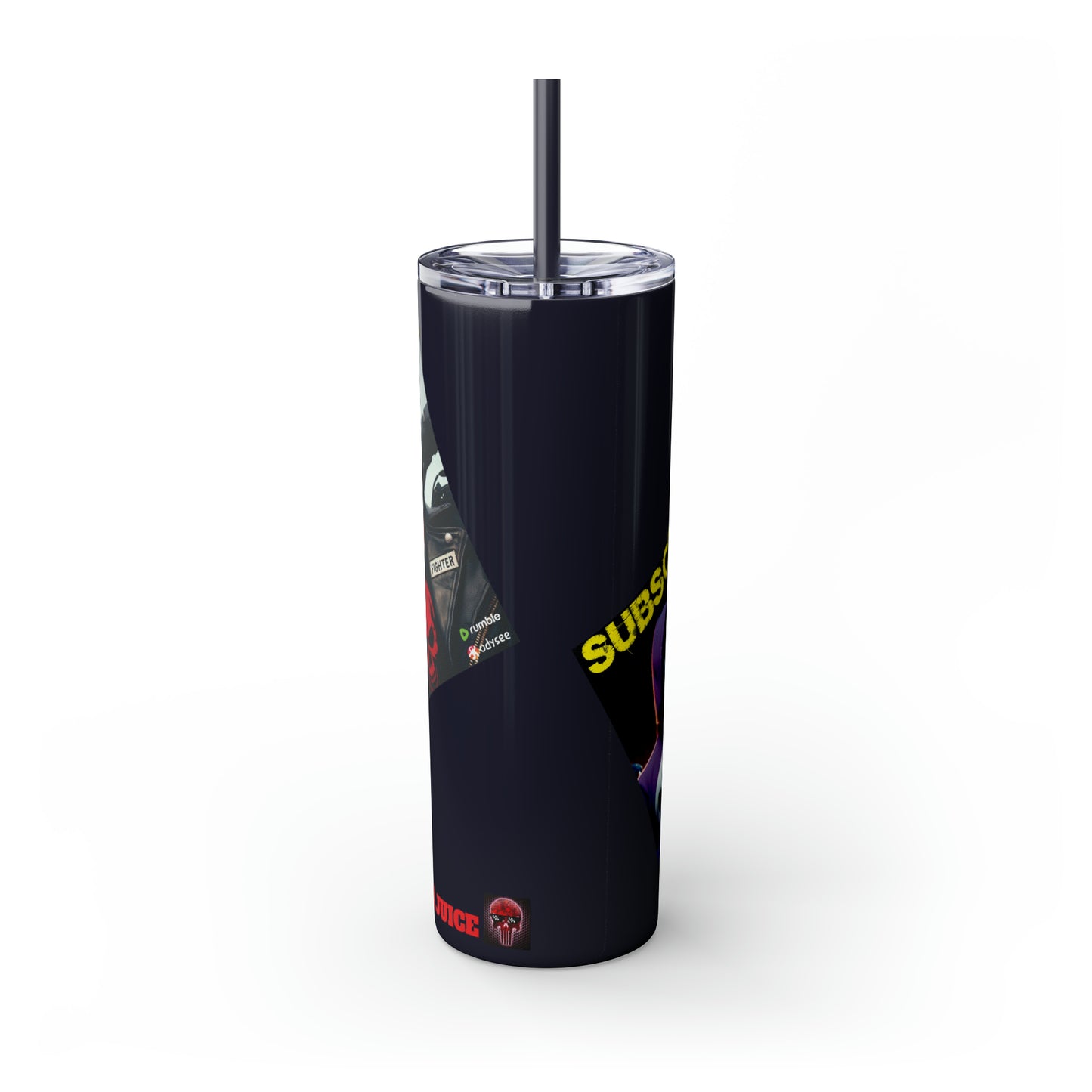 FREEDUMB FIGHTER JUICE Skinny Tumbler with Straw, 20oz