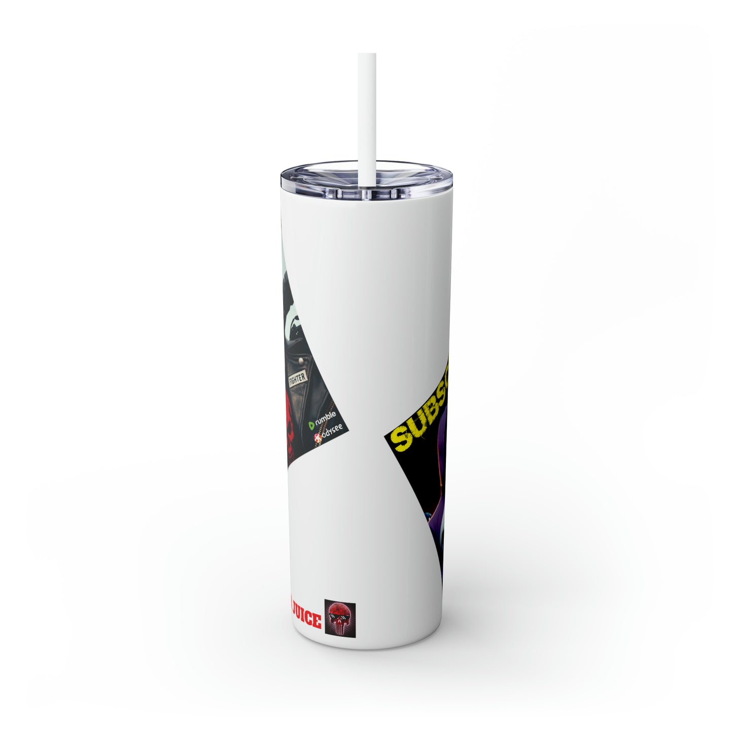 FREEDUMB FIGHTER JUICE Skinny Tumbler with Straw, 20oz