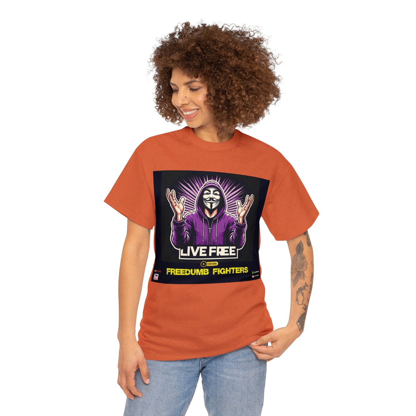FREEDUMB FIGHTERS king sees COLORED Unisex Heavy Cotton Tee
